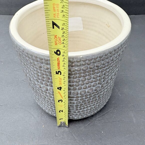 Handmade White Macramé Plant Hanger With Gray Ceramic‎ Pot Boho Hippie Fairy - Picture 15 of 15